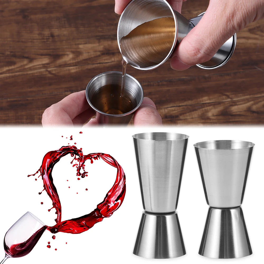 15-50ml New Dual Shot Stainless Steel Measure Cup Cocktail Shaker Drink Spirit Measure Jigger Kitchen Bar Barware Tools