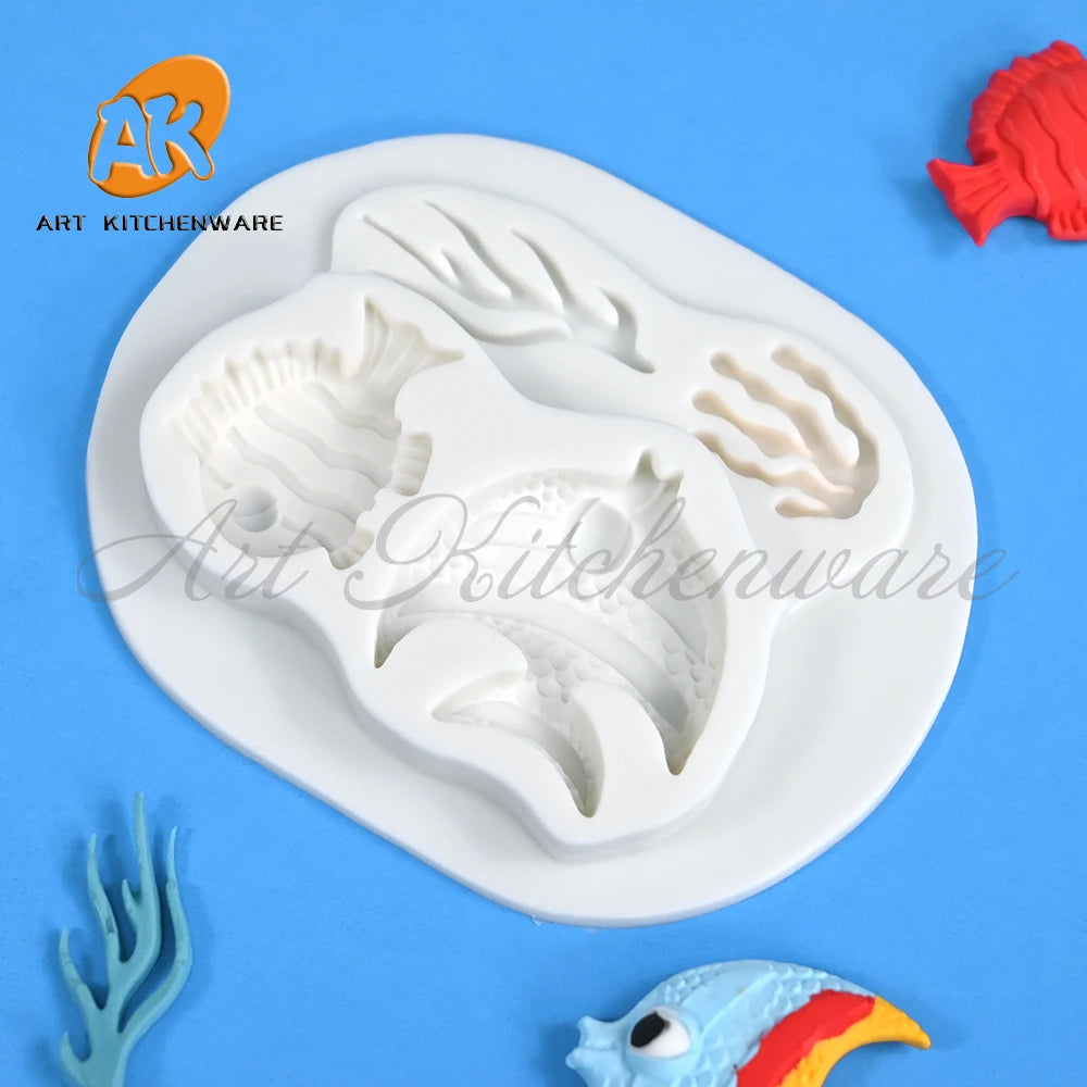 Octopus and Seahorse Silicone Fondant Mold Ocean Animal Theme Fondant Cake Decoration Gum Paste Chocolate Mould