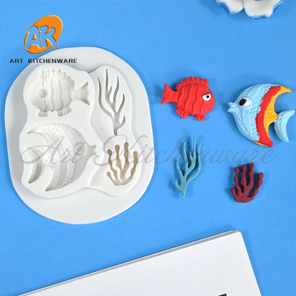 Octopus and Seahorse Silicone Fondant Mold Ocean Animal Theme Fondant Cake Decoration Gum Paste Chocolate Mould