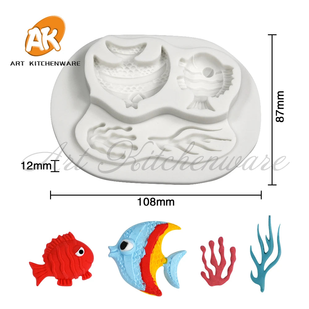 Octopus and Seahorse Silicone Fondant Mold Ocean Animal Theme Fondant Cake Decoration Gum Paste Chocolate Mould
