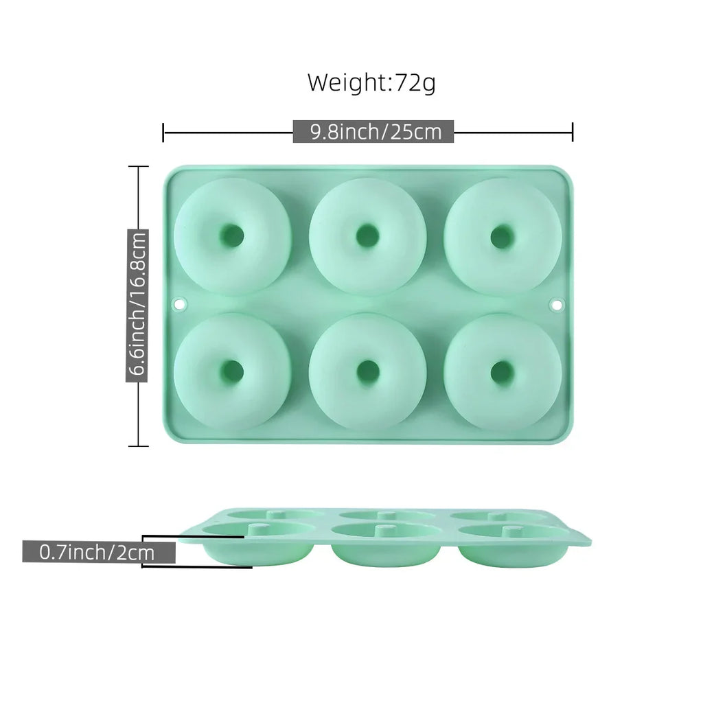 1pcs Large Oblong Silicone Donut Molds - 6 Cavity, Non-Stick, Heat Resistant, Microwave and Dishwasher Safe - Perfect for Baking
