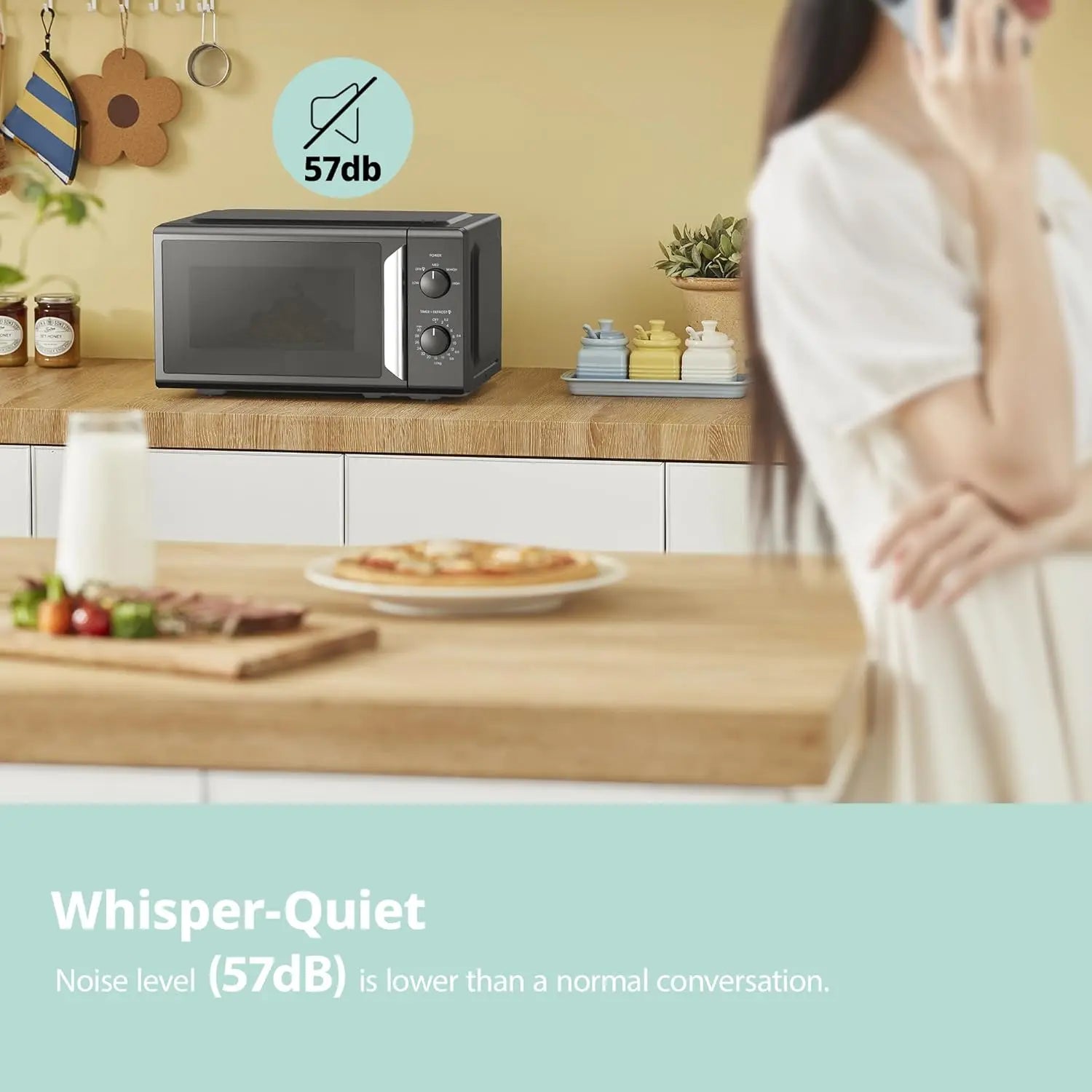 COMFEE' 700W White 19L 5-level Power Kitchen Manual Microwave Oven InverTech and Quick Defrost Function, 5 Cooking Power Levels
