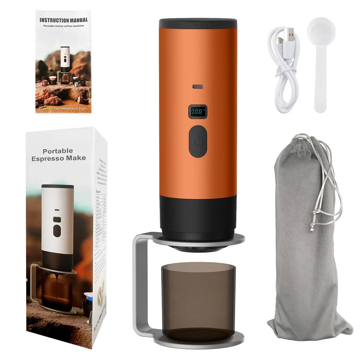Wireless Electric Portable Espresso Coffee Machine For Car & Home Camping Coffee Maker Capsule Powder Travel