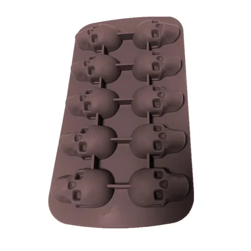 10 Cells 3D Skull Ice Cube Mold Silicone Ice Cube Tray Ice Cube Maker DIY Whiskey Cocktail Ball Mold Chocolate Pastry Mould