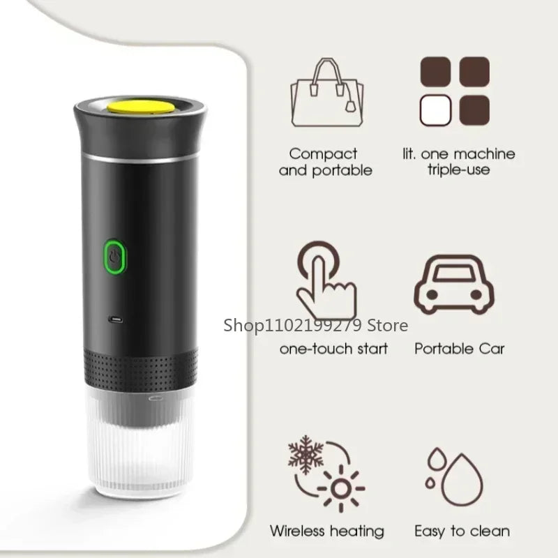 Coffee Machine Wireless Electric Portable Espresso Coffee Machine Maker 3-in-1 Capsule Powder Travel Coffee Maker