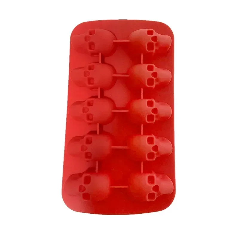 10 Cells 3D Skull Ice Cube Mold Silicone Ice Cube Tray Ice Cube Maker DIY Whiskey Cocktail Ball Mold Chocolate Pastry Mould