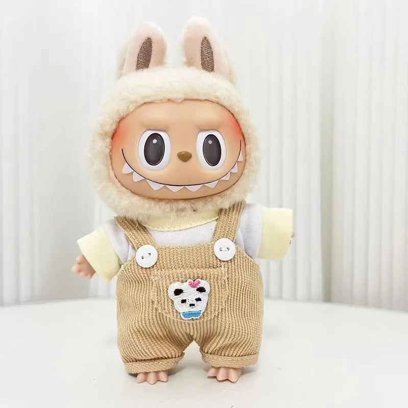 17cm Cute Mini Plush Doll'S Clothes Outfit Accessories For Korea Kpop Exo Labubu Idol Dolls donut overalls Clothing DIY Kid Gift