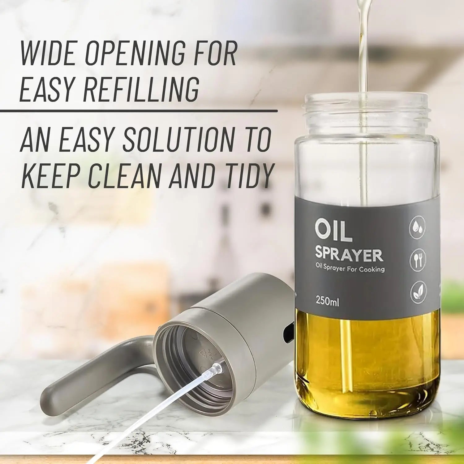 Oil Sprayer Spray Evenly High Borosilicate Glass High Temperature Resistant Unbreakable Large Capacity Soy Sauce Peanut Oil