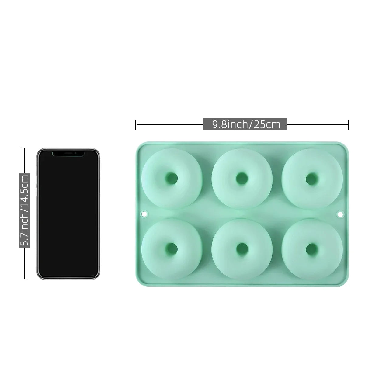 1pcs Large Oblong Silicone Donut Molds - 6 Cavity, Non-Stick, Heat Resistant, Microwave and Dishwasher Safe - Perfect for Baking