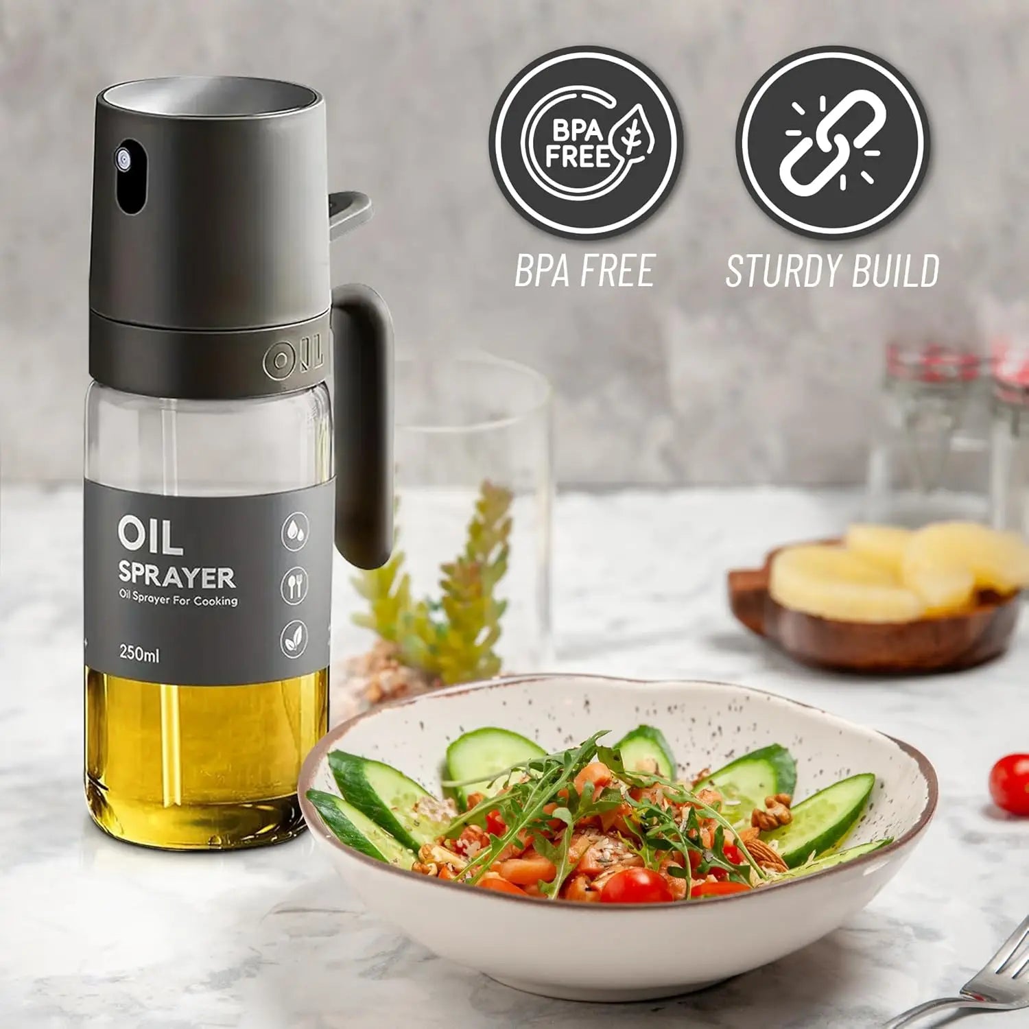 Oil Sprayer Spray Evenly High Borosilicate Glass High Temperature Resistant Unbreakable Large Capacity Soy Sauce Peanut Oil